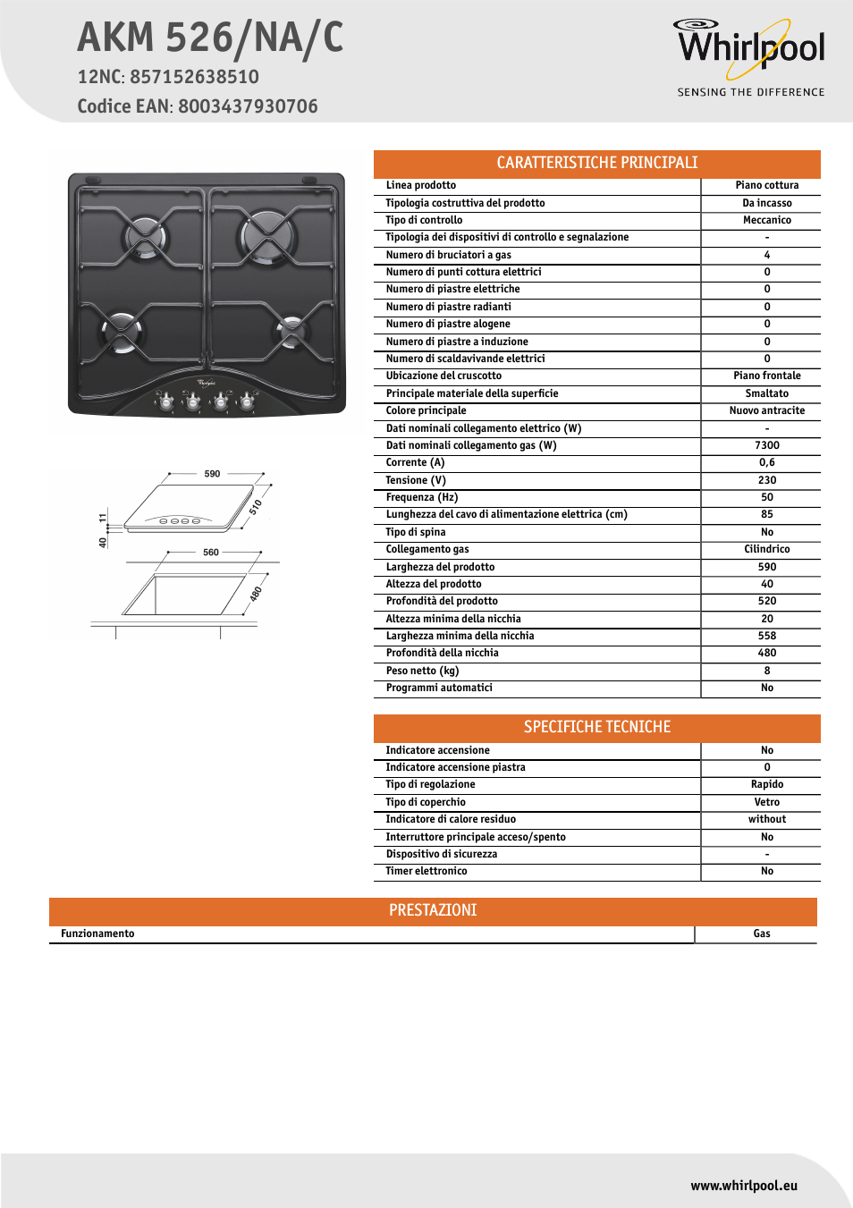 Whirlpool AKM 526-NA-C Manuale d'uso | Pagine: 1
