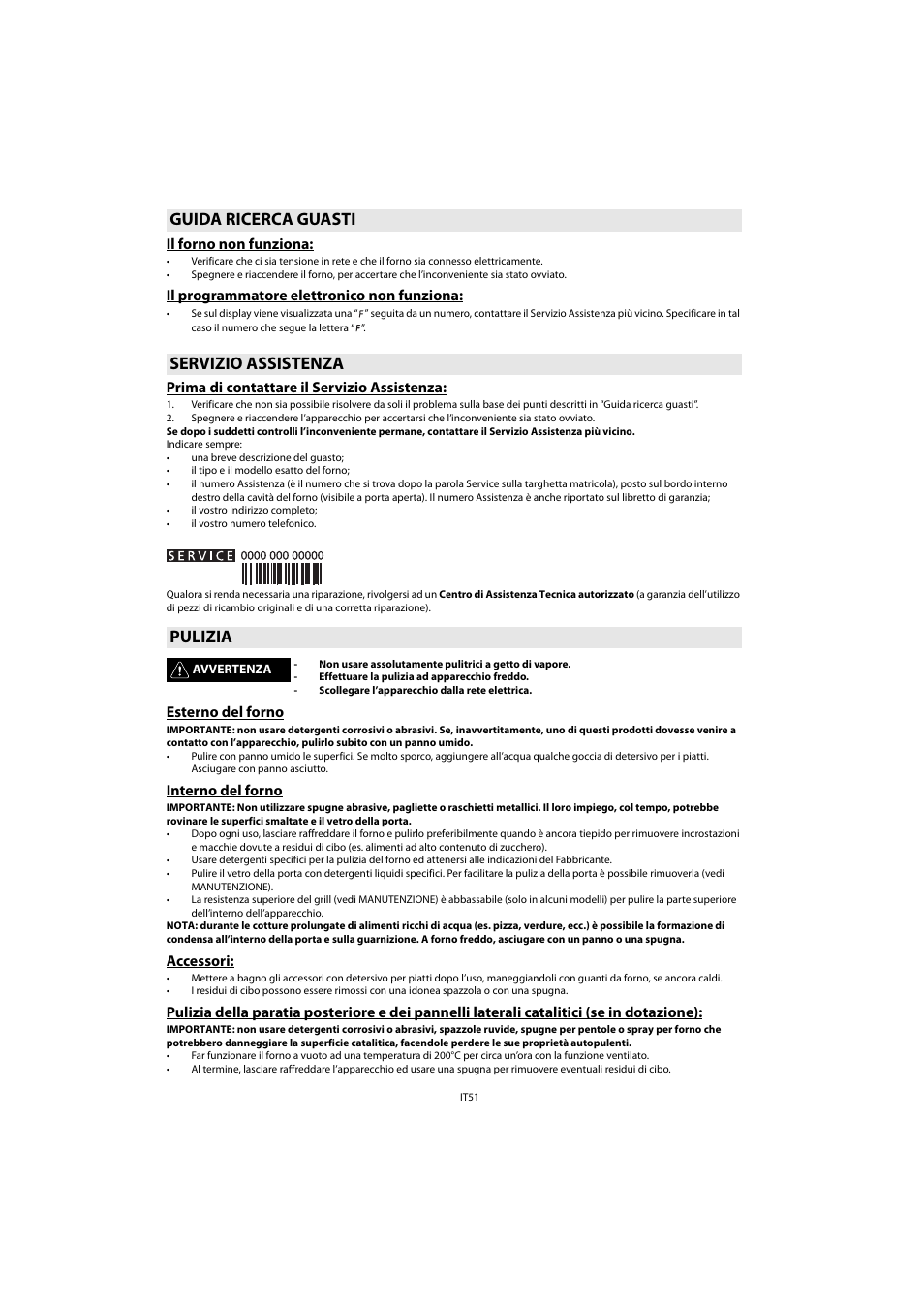 Guida ricerca guasti servizio assistenza pulizia | Whirlpool AKZM 756-NB Manuale d'uso | Pagina 3 / 18