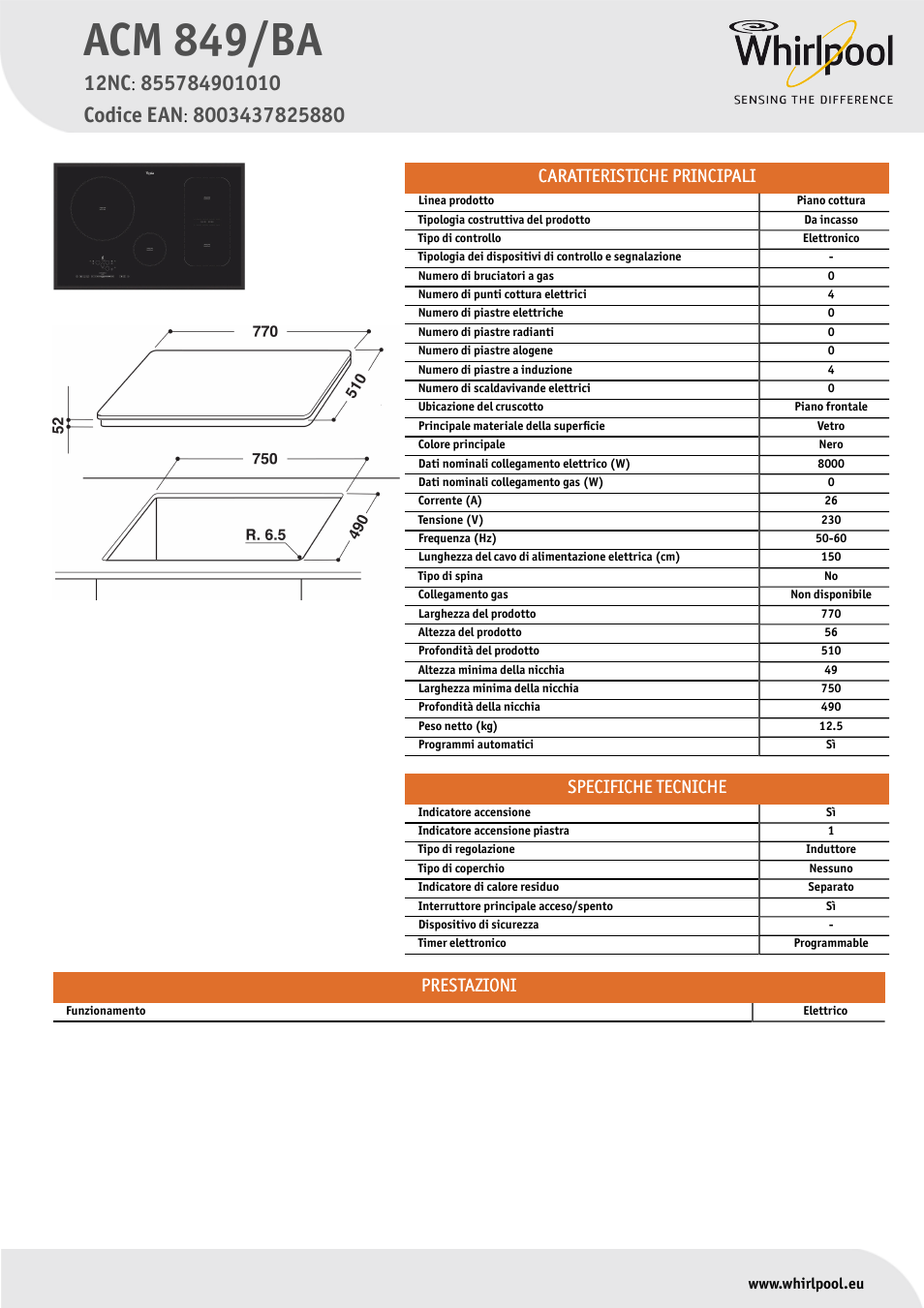 Whirlpool ACM 849-BA Manuale d'uso | Pagine: 1