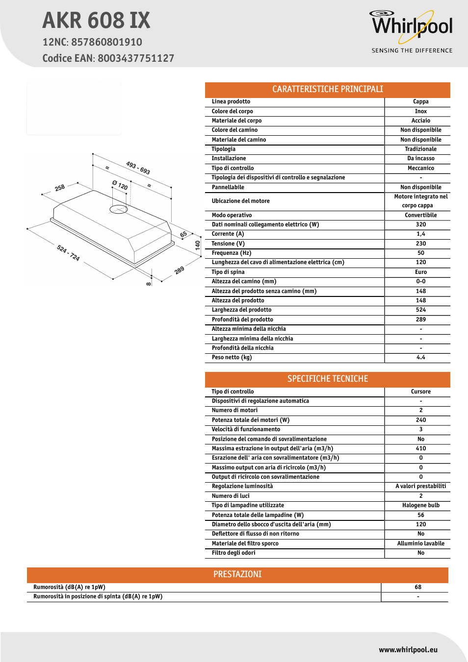 Whirlpool AKR 608 IX Manuale d'uso | Pagine: 1
