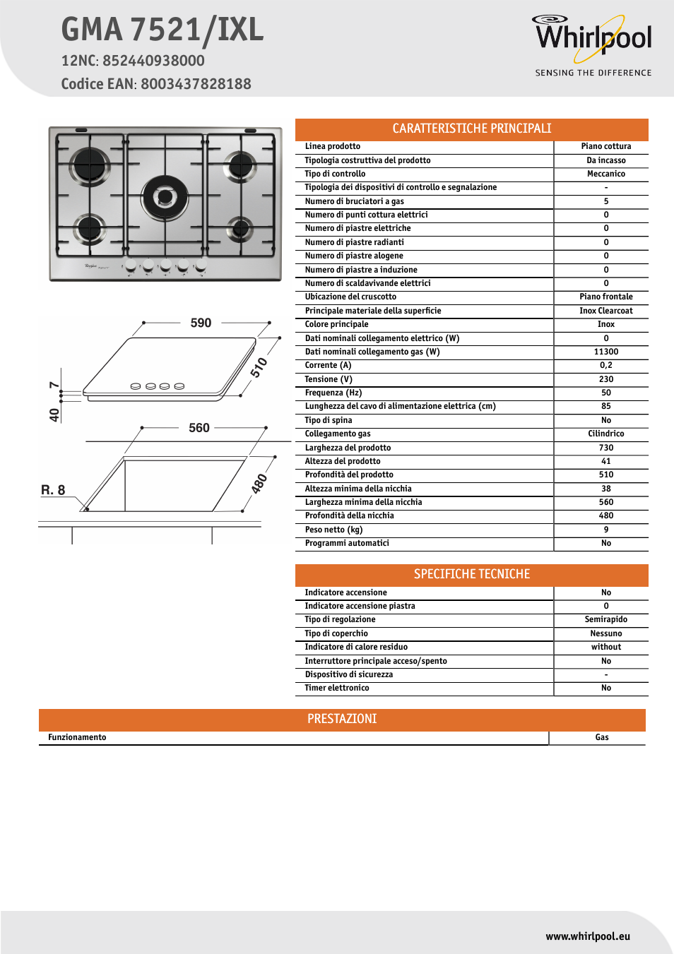 Whirlpool GMA 7521-IXL Manuale d'uso | Pagine: 1