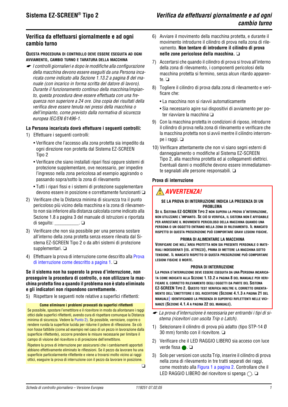 Banner EZ-SCREEN­ Safety Light Curtain Systems Manuale d'uso | Pagine: 2